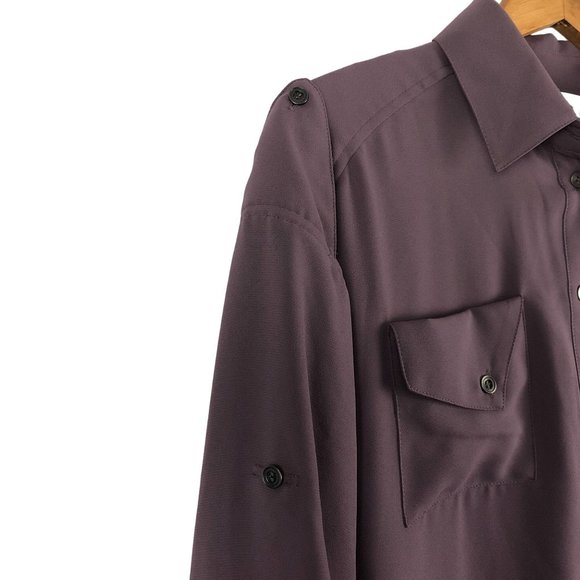 BCBGeneration Women's Size Small Lavender Shadow Collared Roll Tab Shirt Dress - Picture 6 of 10
